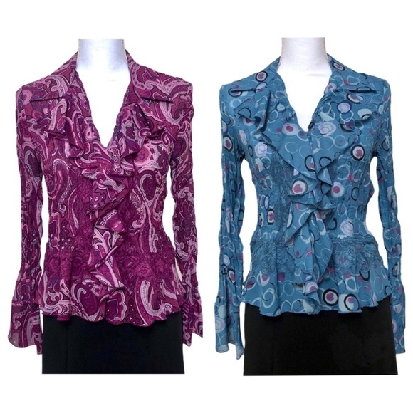 S.L.B. Tops - 💙2 S.L.B. Tops/Blouses Cranberry & Blue Shades Size SP